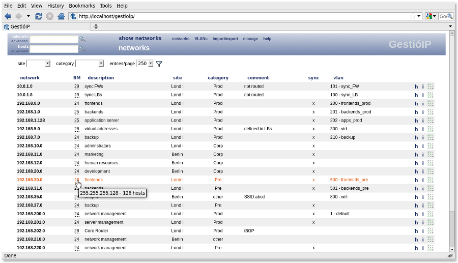 IP address management - front page