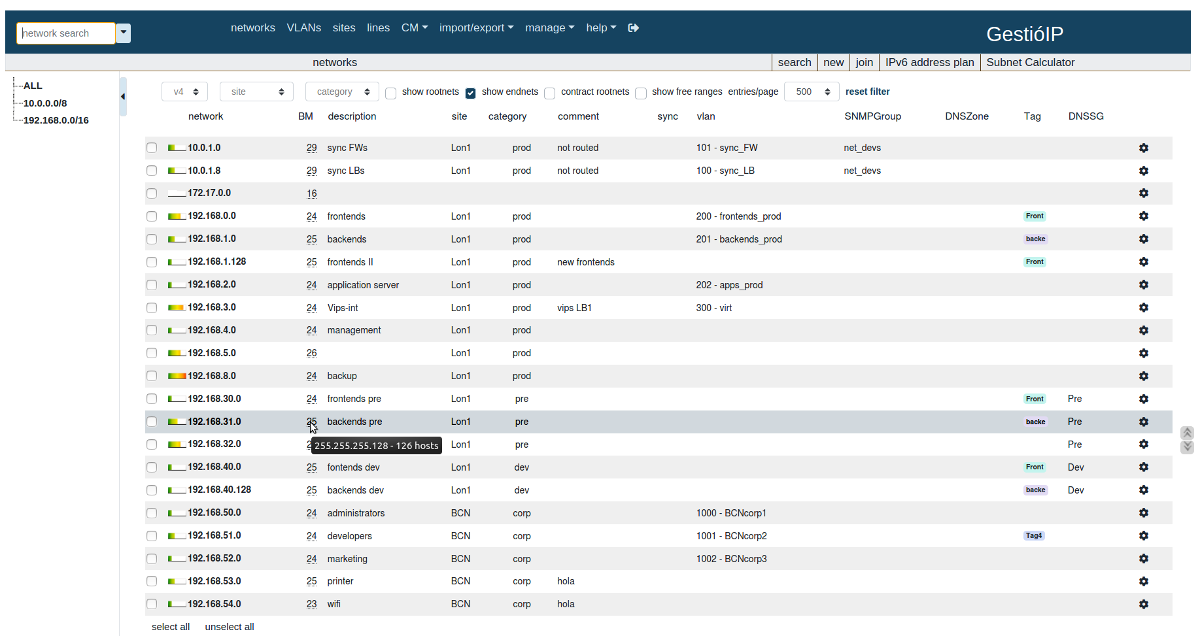 IP address management - front page